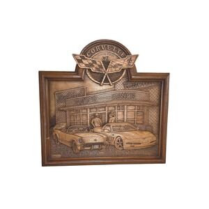 Kim Murray Corvette 50th Anniversary Wood Plaque Rays Diner Americana Art 3D